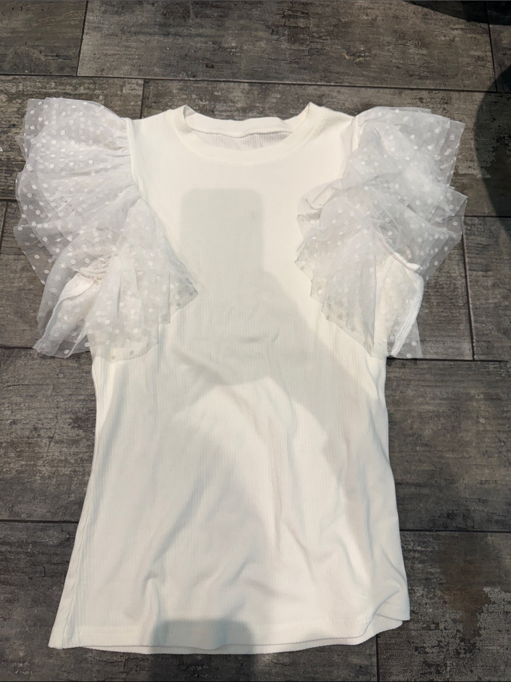 White Ruffled Sleeve Knit Top